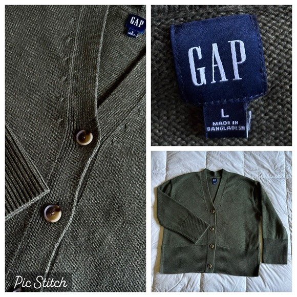 GAP Sweaters - Gap 24/7 Split Hem Cardigan Olive "Deep Depth" Green Women's L Grandpacore EUC